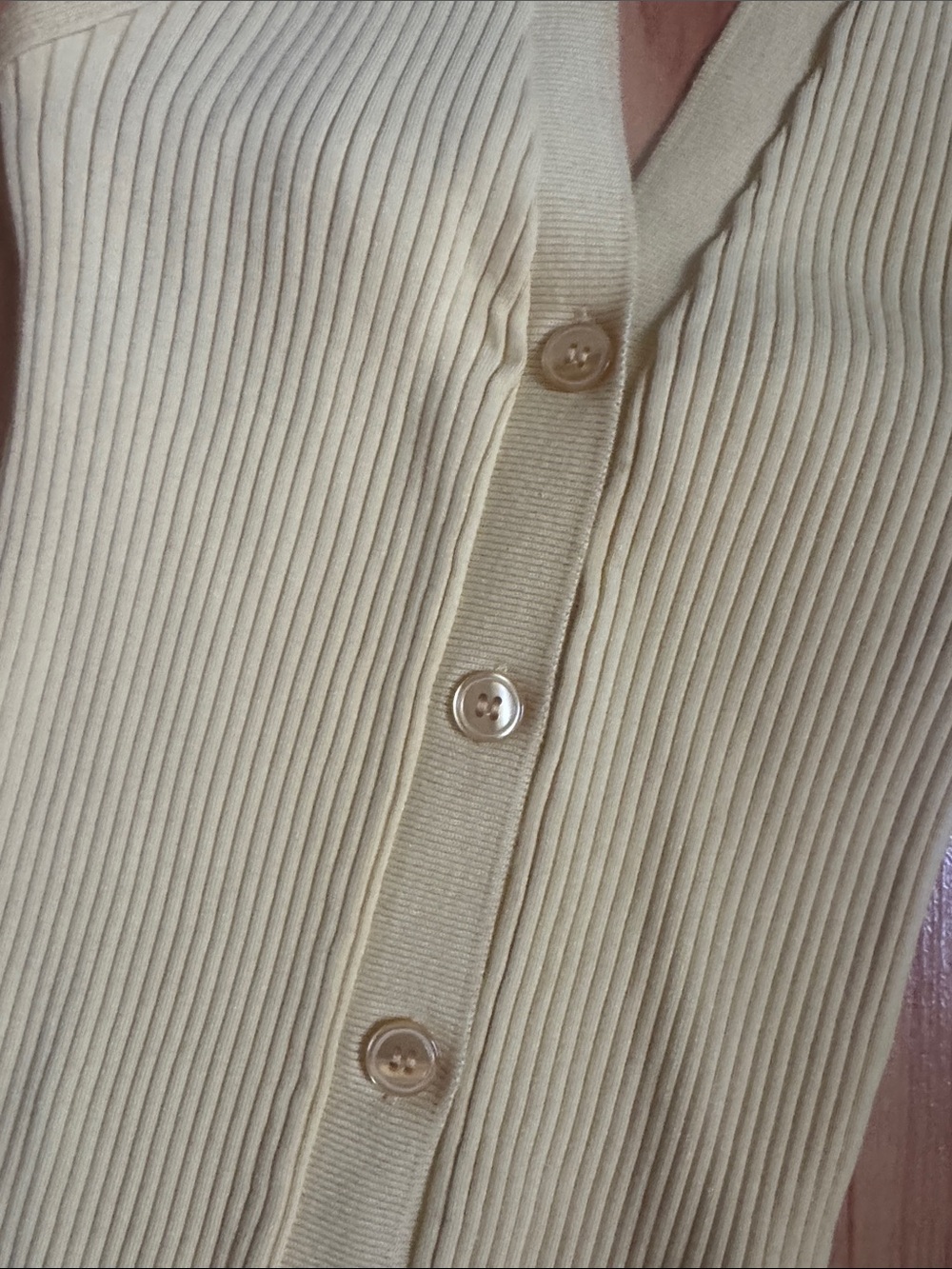 Zara Medium Yellow Ribbed Halter Button-Front Top - Picture 2 of 4